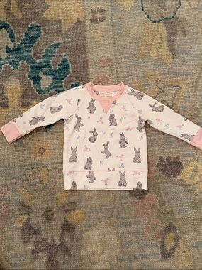 TBBC Cassidy Comfy Crewneck - Broad St. Bunnies (Pink) w Palm Beach Pink 12/18m